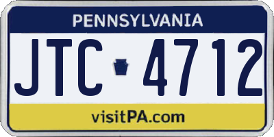 PA license plate JTC4712