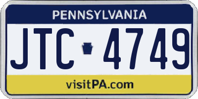 PA license plate JTC4749