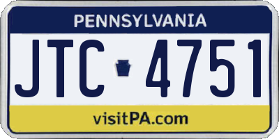PA license plate JTC4751