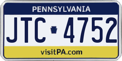 PA license plate JTC4752