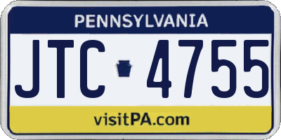 PA license plate JTC4755
