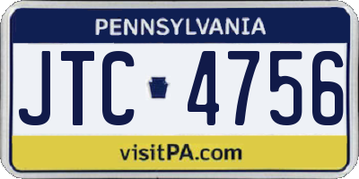PA license plate JTC4756