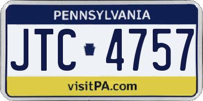 PA license plate JTC4757