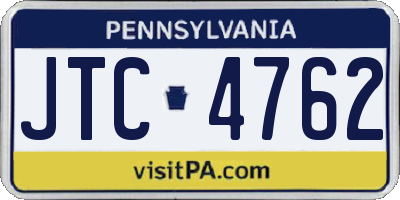 PA license plate JTC4762