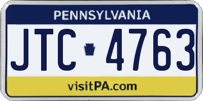 PA license plate JTC4763