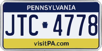 PA license plate JTC4778