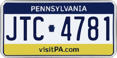 PA license plate JTC4781