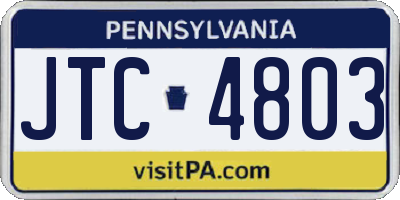 PA license plate JTC4803