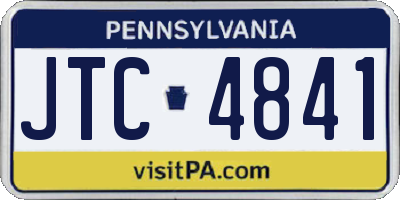 PA license plate JTC4841