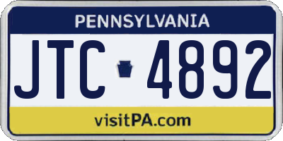 PA license plate JTC4892