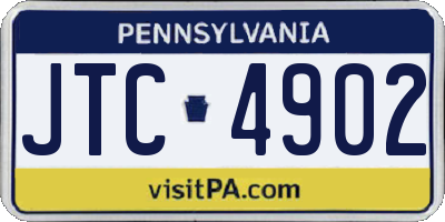 PA license plate JTC4902