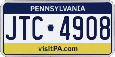 PA license plate JTC4908