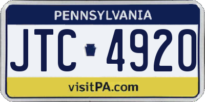 PA license plate JTC4920