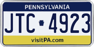 PA license plate JTC4923