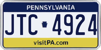 PA license plate JTC4924
