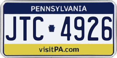 PA license plate JTC4926
