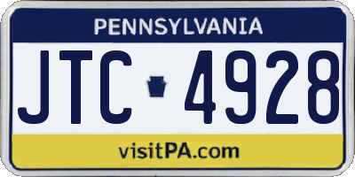 PA license plate JTC4928