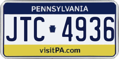 PA license plate JTC4936