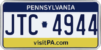 PA license plate JTC4944