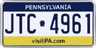 PA license plate JTC4961