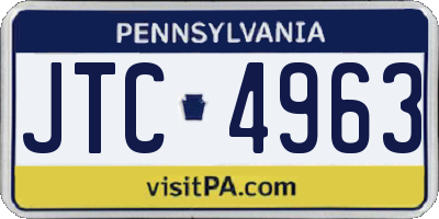 PA license plate JTC4963