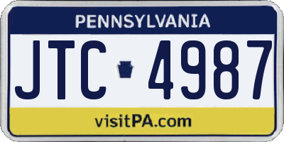 PA license plate JTC4987
