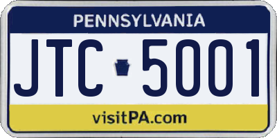 PA license plate JTC5001