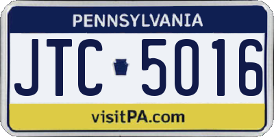 PA license plate JTC5016
