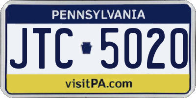 PA license plate JTC5020