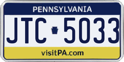 PA license plate JTC5033