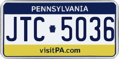 PA license plate JTC5036