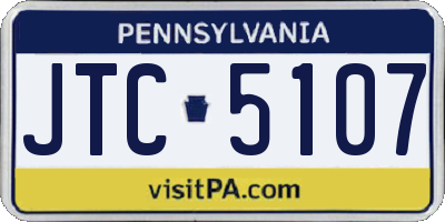 PA license plate JTC5107
