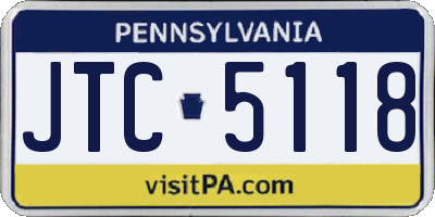 PA license plate JTC5118
