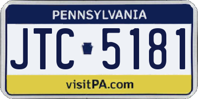 PA license plate JTC5181