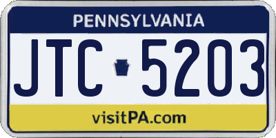 PA license plate JTC5203