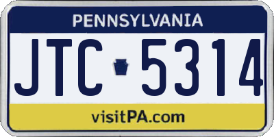 PA license plate JTC5314