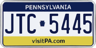 PA license plate JTC5445