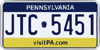 PA license plate JTC5451