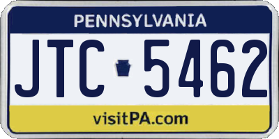 PA license plate JTC5462