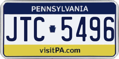 PA license plate JTC5496