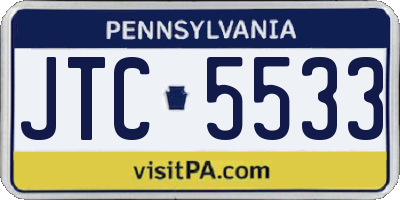 PA license plate JTC5533
