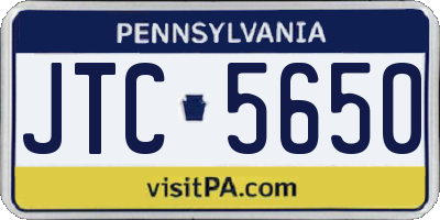 PA license plate JTC5650