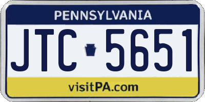 PA license plate JTC5651