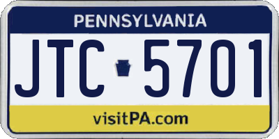 PA license plate JTC5701