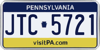 PA license plate JTC5721