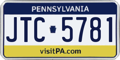 PA license plate JTC5781