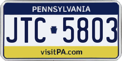 PA license plate JTC5803