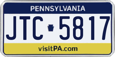 PA license plate JTC5817