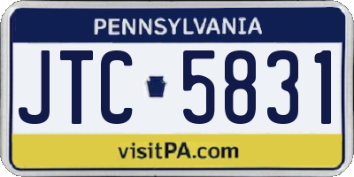 PA license plate JTC5831