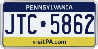 PA license plate JTC5862